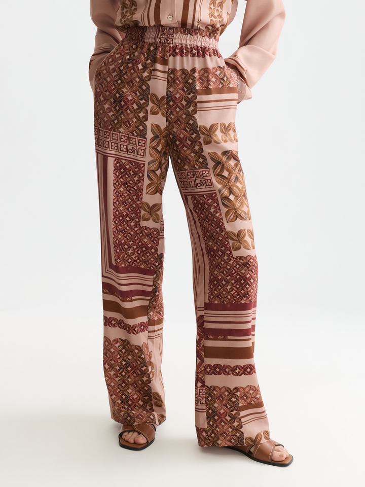 Gia - mid-rise wide-leg printed pull-on pants