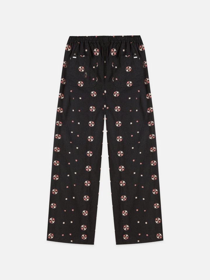 Noa - high-rise wide-leg embroidered pull-on pants