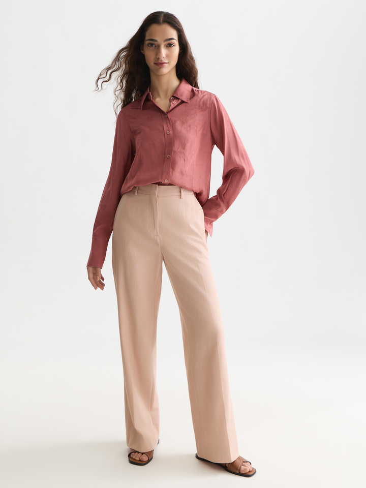 Edie - high-rise wide-leg gabardine pants