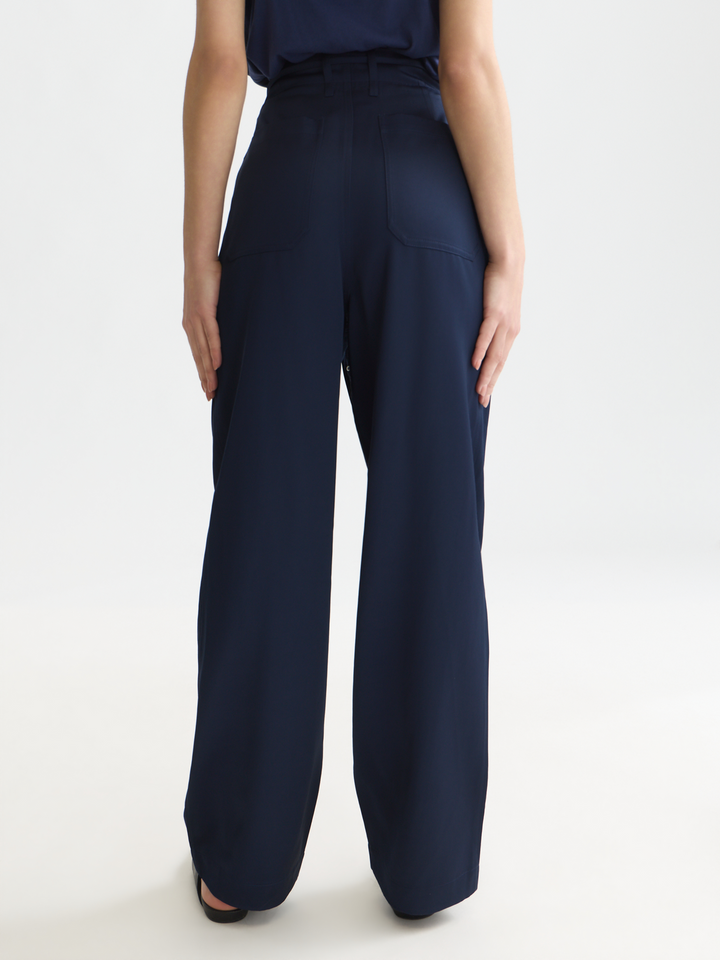 Faye - high-rise tapered leg satin cargo pant