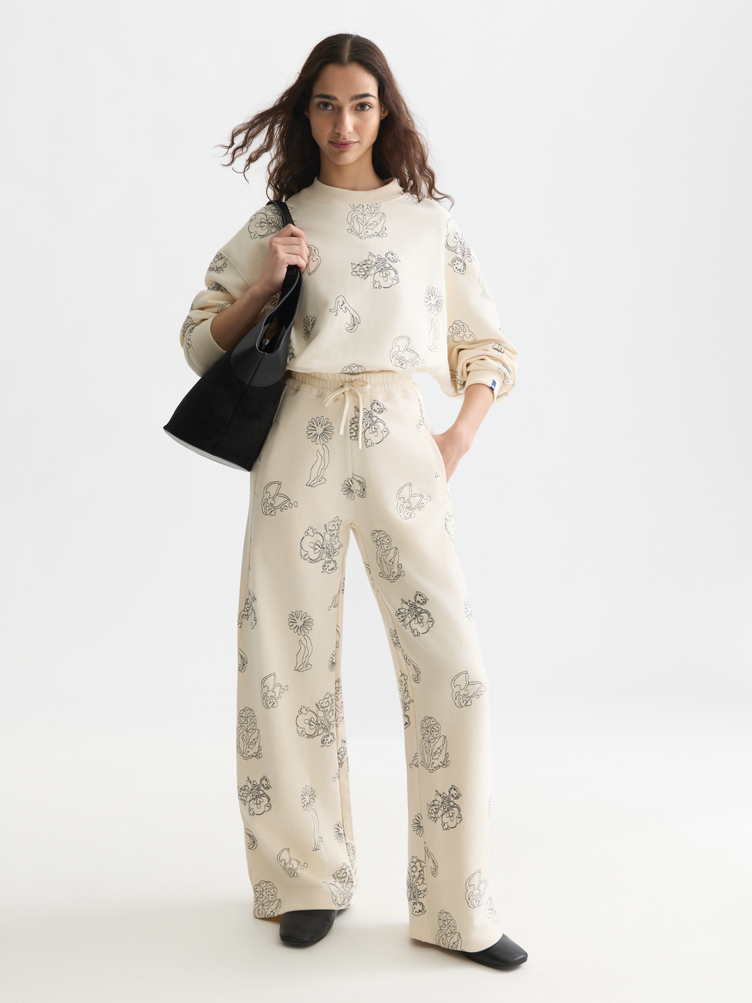 Embroidered wideleg sweatpants
