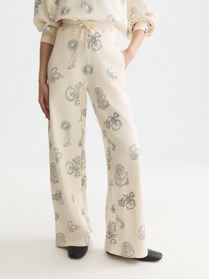 Embroidered wideleg sweatpants