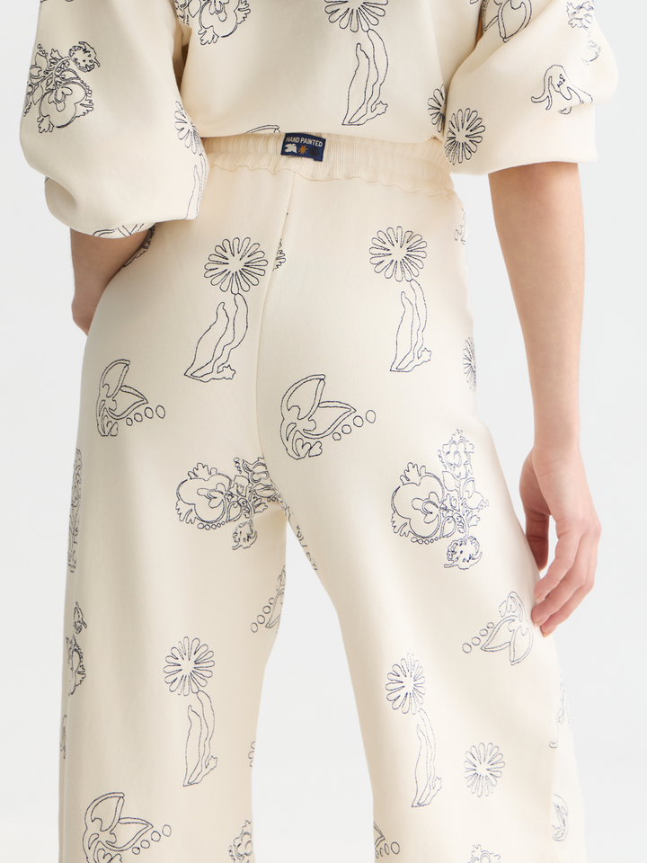 Embroidered wideleg sweatpants
