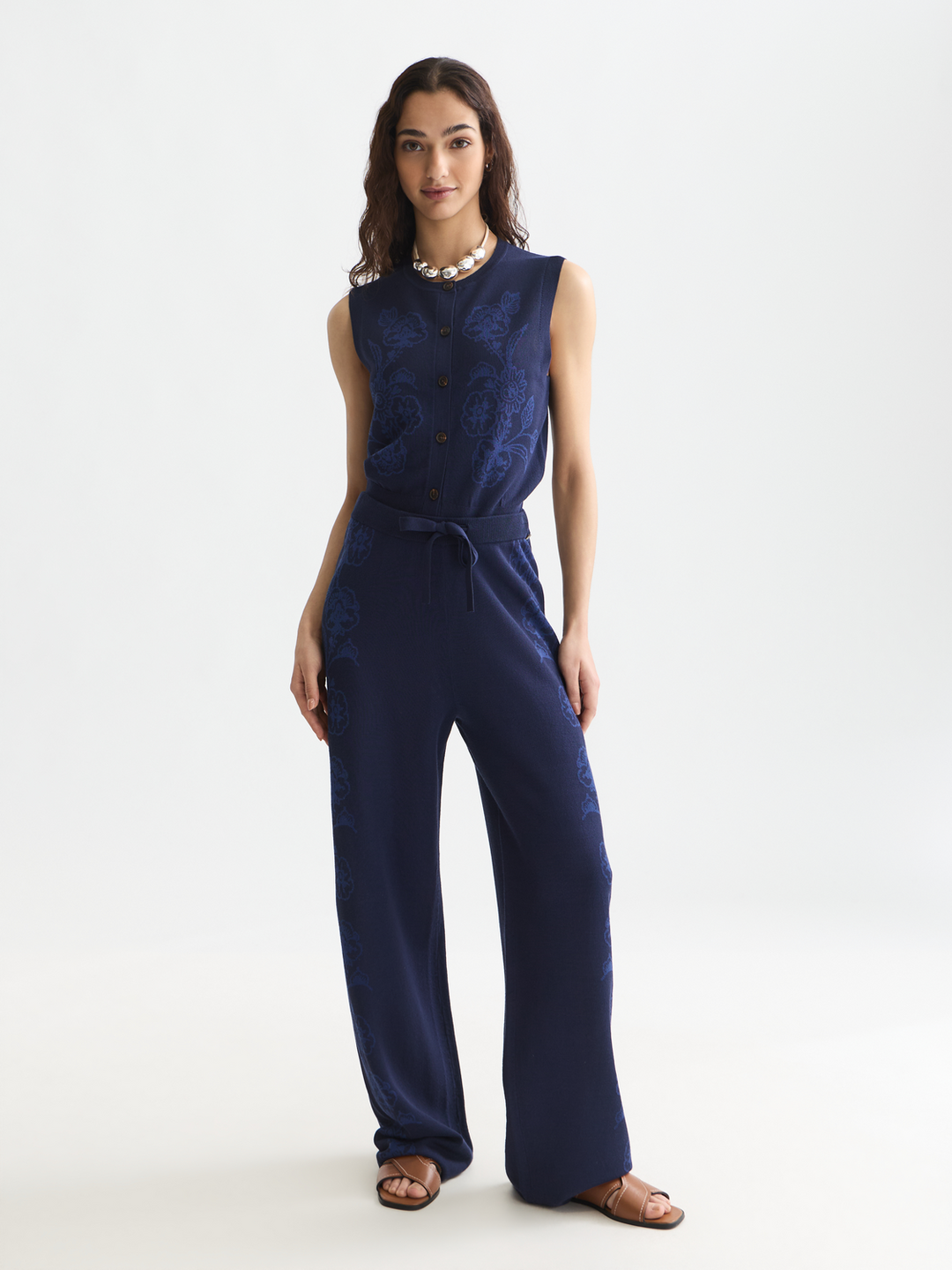 Jacquard knitted relaxed-fit trousers