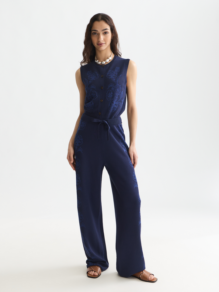 Jacquard knitted relaxed-fit trousers