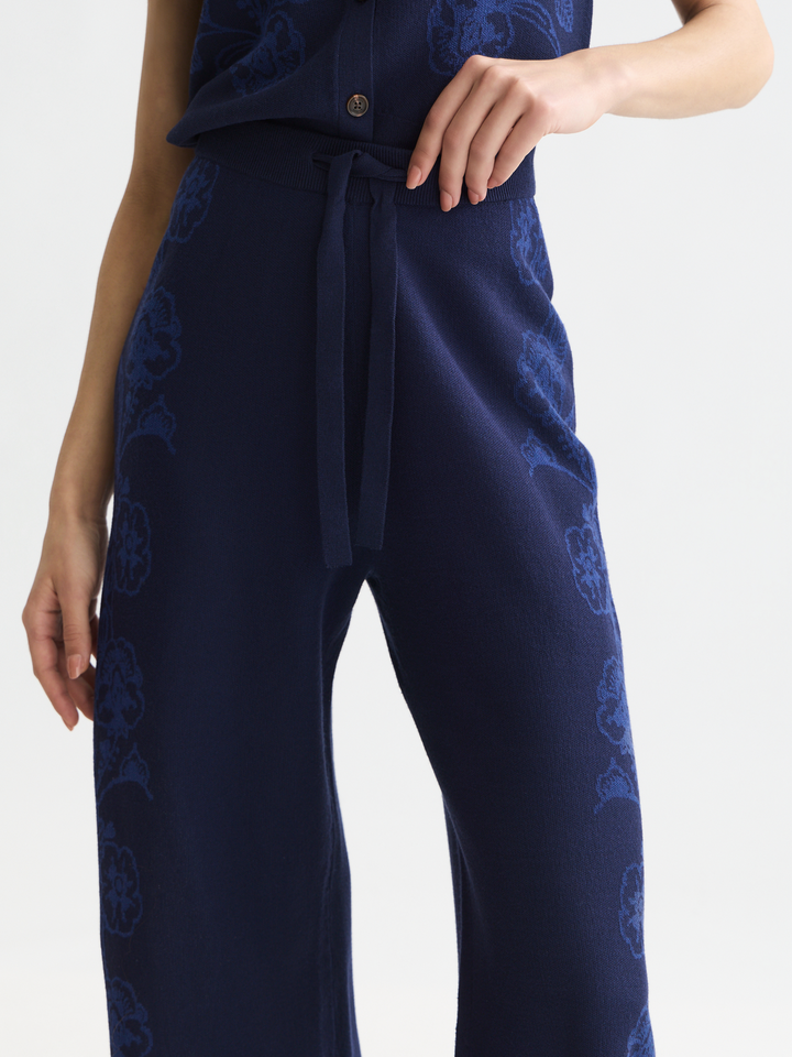Jacquard knitted relaxed-fit trousers