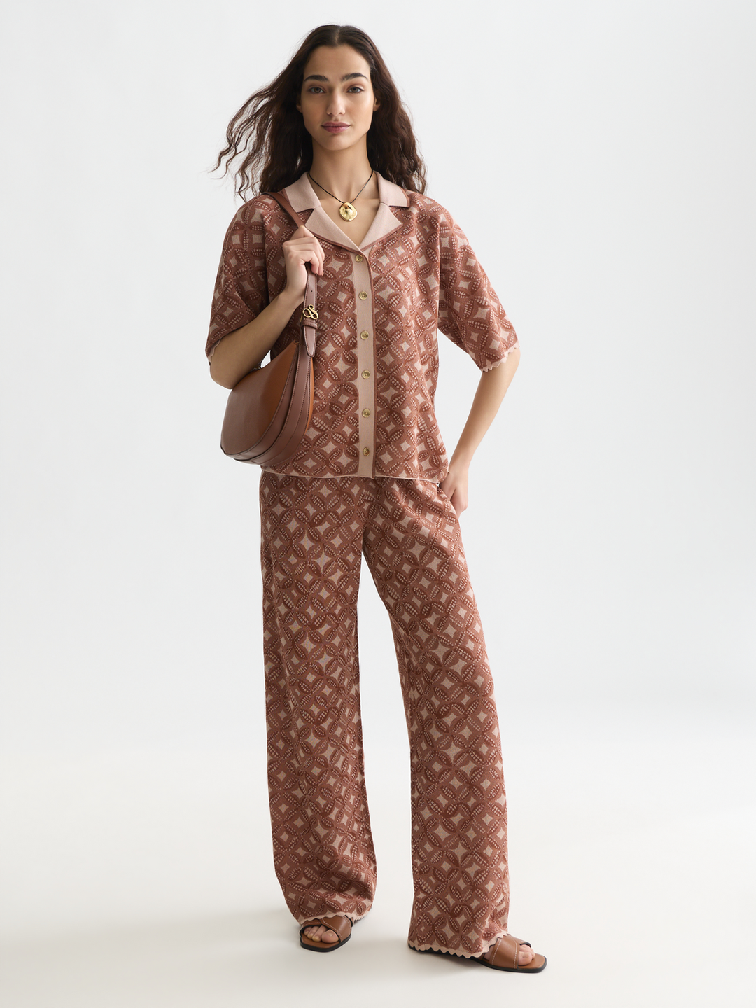 Jacquard knitted relaxed-fit trousers