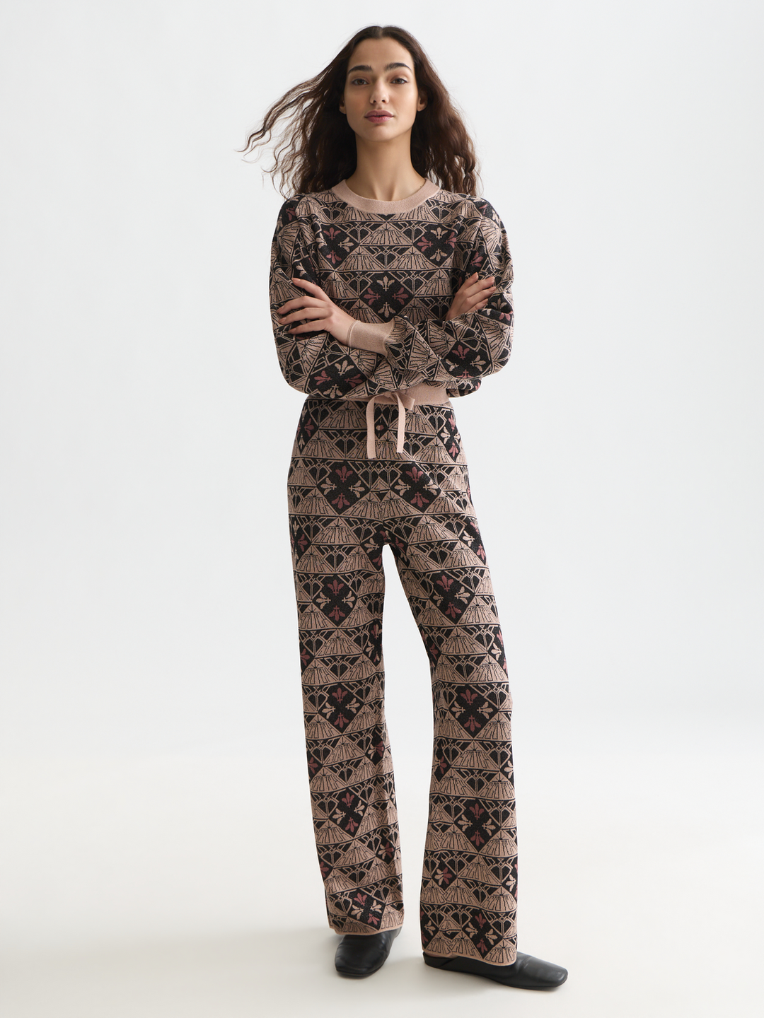 Monogram jacquard relaxed-fit trousers