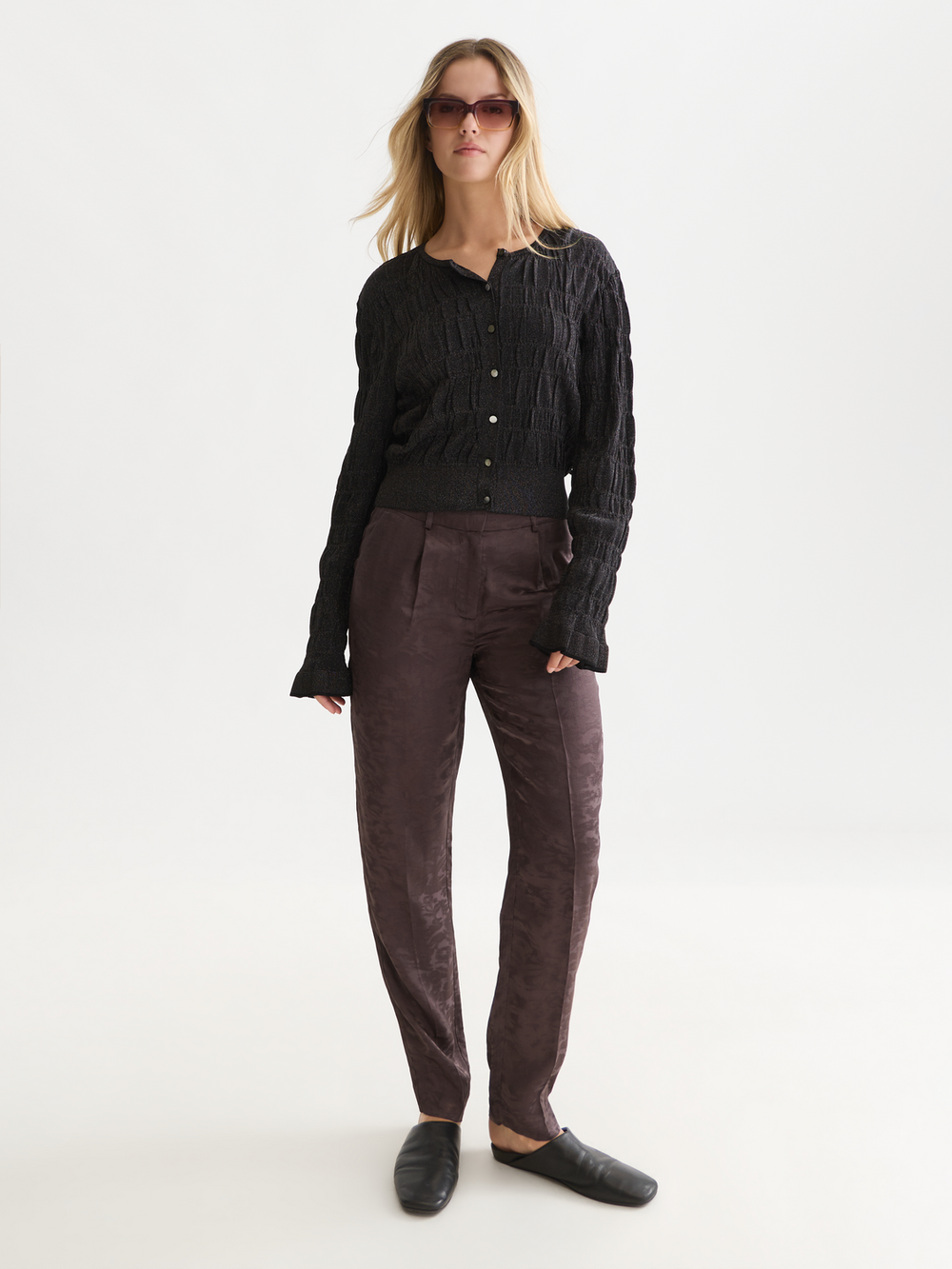 Isa - high-rise slim-leg jacquard pants