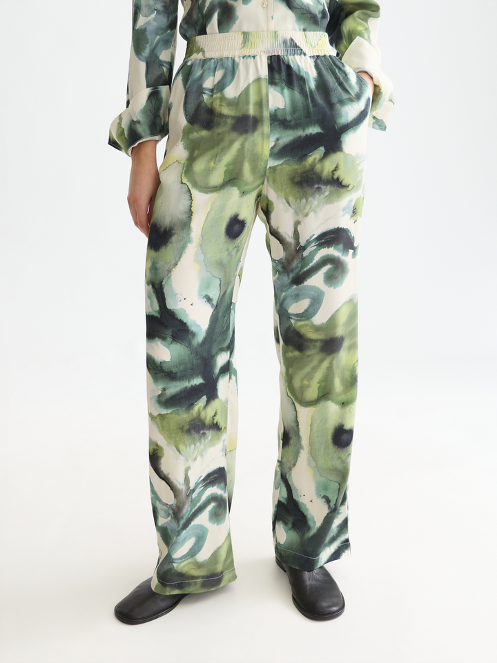 Gia - mid-rise wide-leg printed pull-on pants