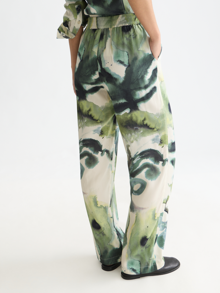 Gia - mid-rise wide-leg printed pull-on pants
