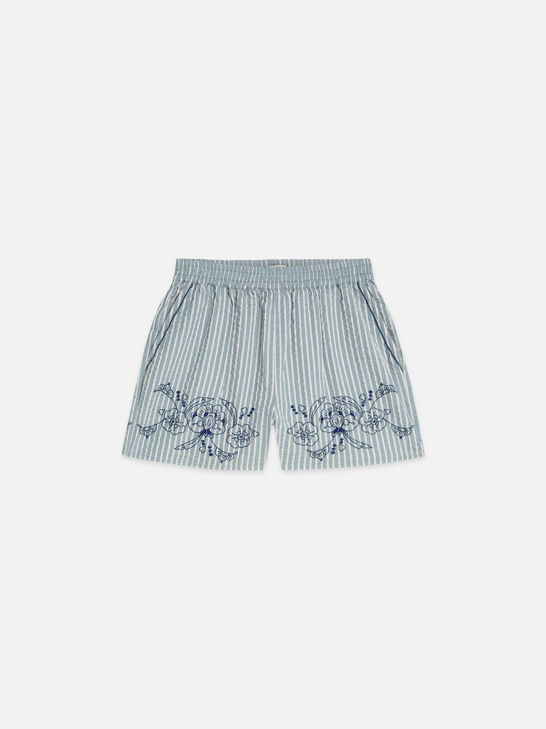 Embroidered structured shorts