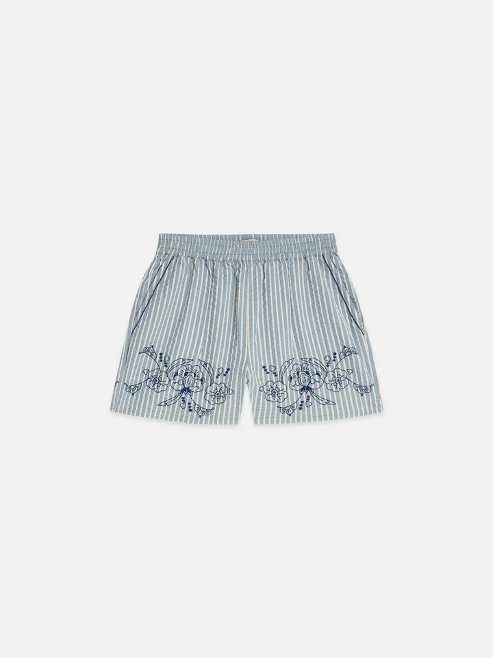 Embroidered structured shorts