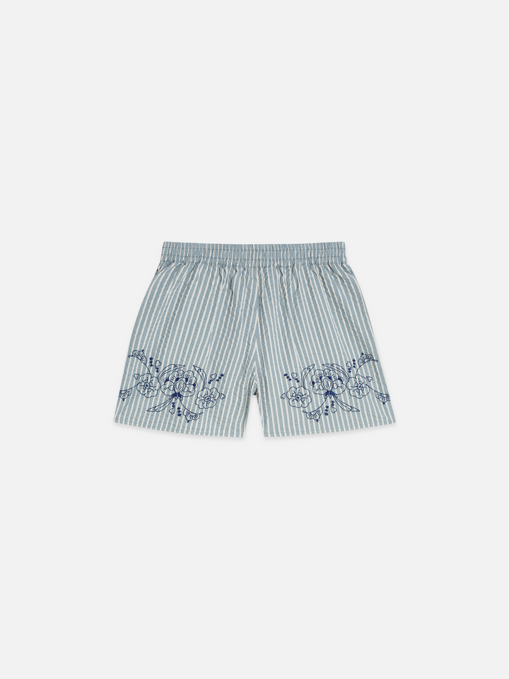 Embroidered structured shorts