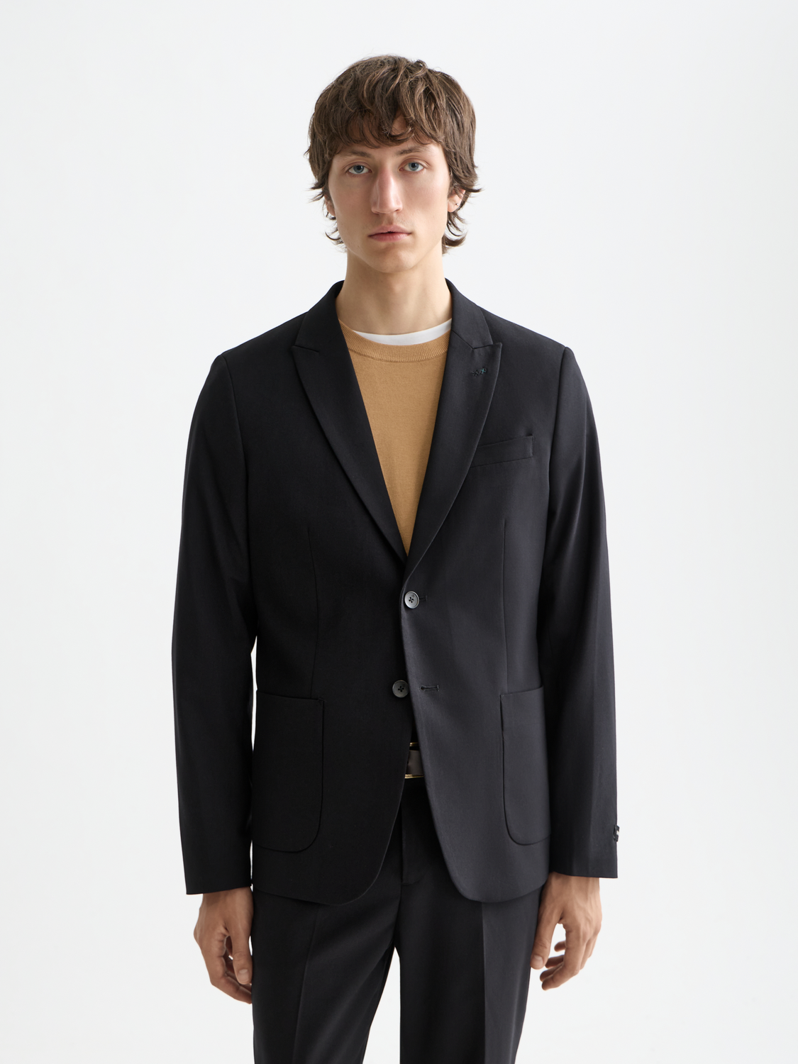 Core-Unconstructed Peak Lapel Cool-Wool Blazer