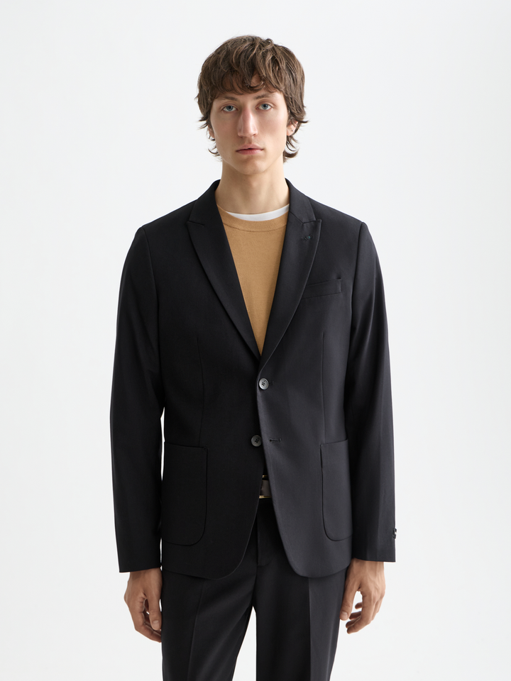 Essentials Unconstructed Peak Lapel Wool Blazer