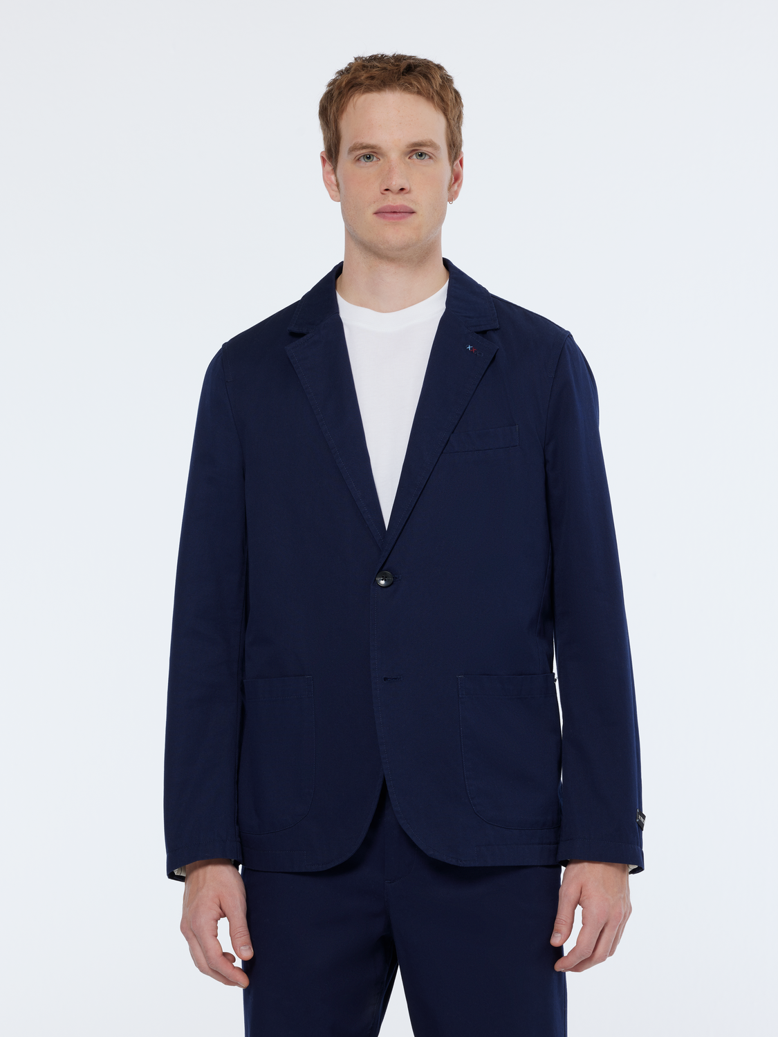 Unconstructed cotton twill relaxed fit blazer