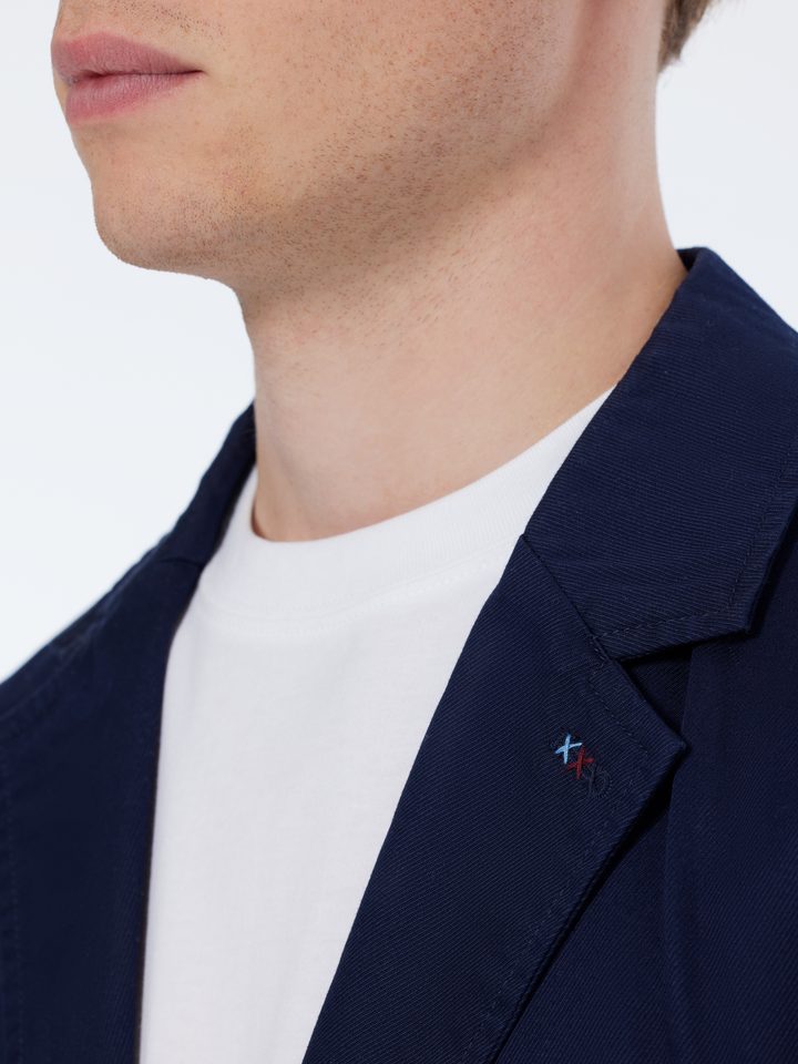 Unconstructed cotton twill relaxed fit blazer