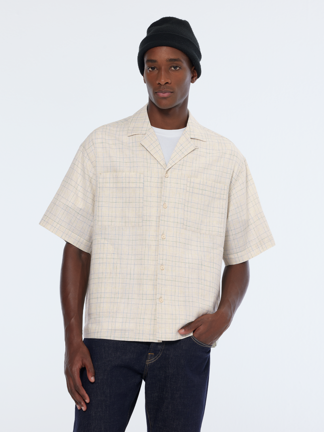 Relaxed-Fit SS Yarn-Dyed Check Shirt