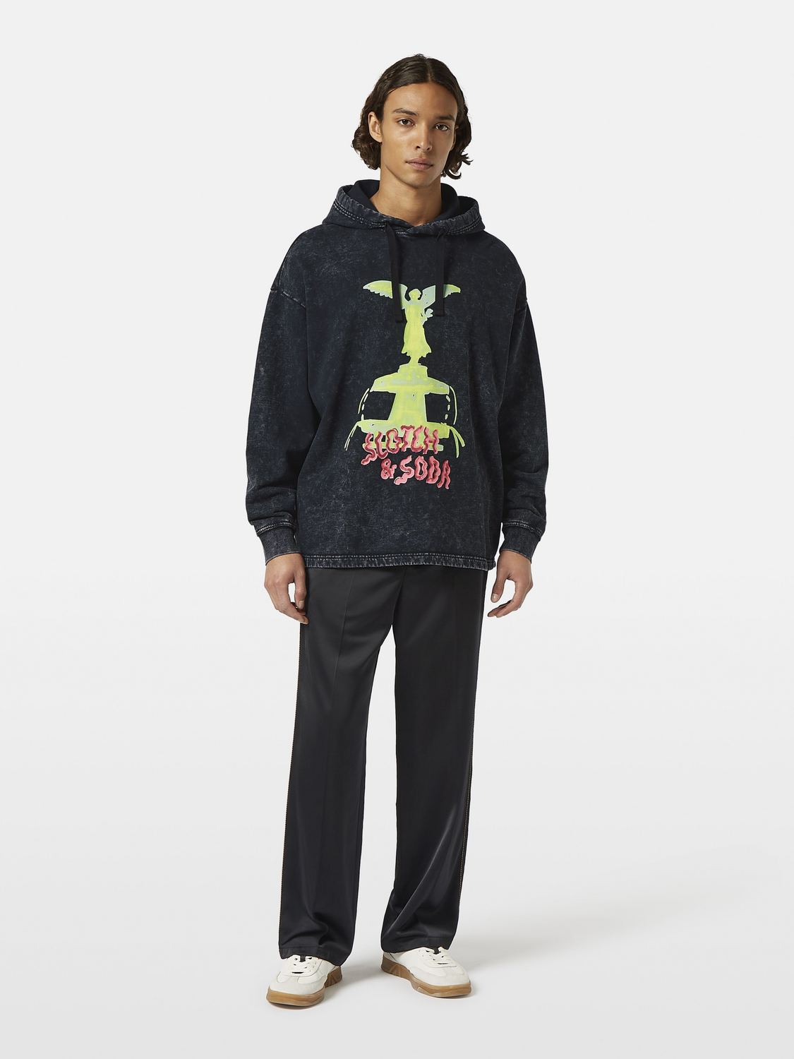 Washed artwork loose fit hoodie