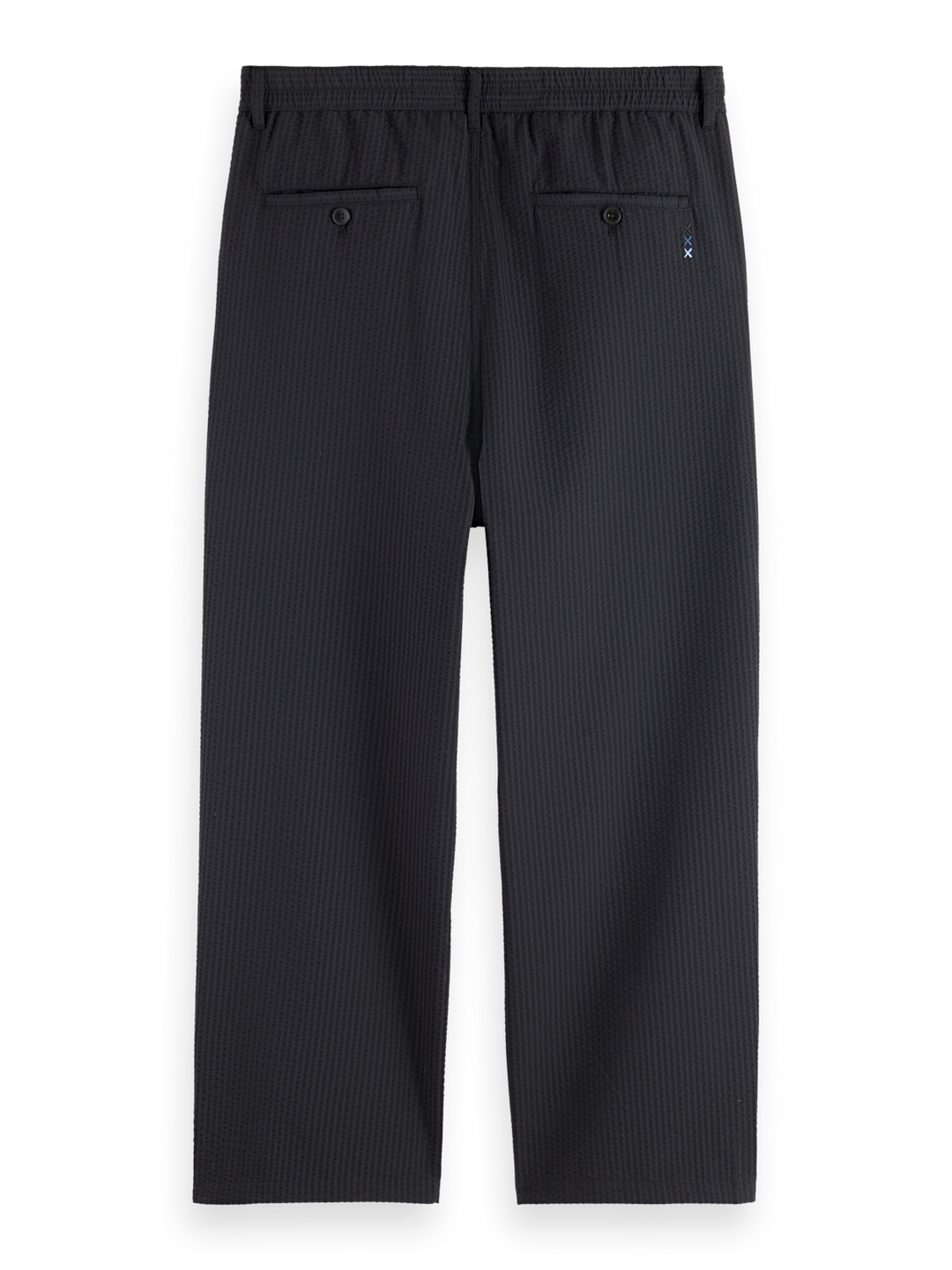 Pleated relaxed straight cotton-blend seersucker jogger