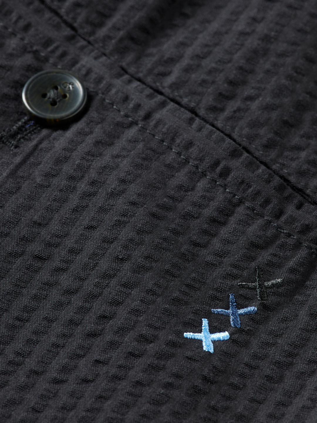 Pleated relaxed straight cotton-blend seersucker jogger