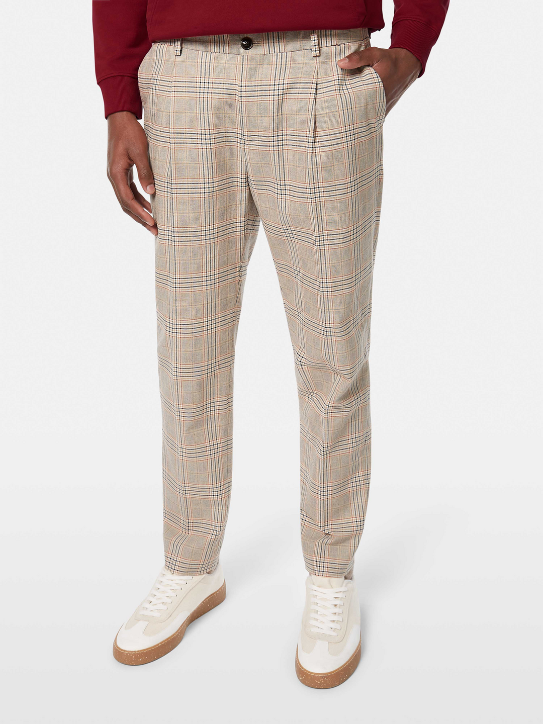 Blake - pleated cotton-linen yarn-dyed chino