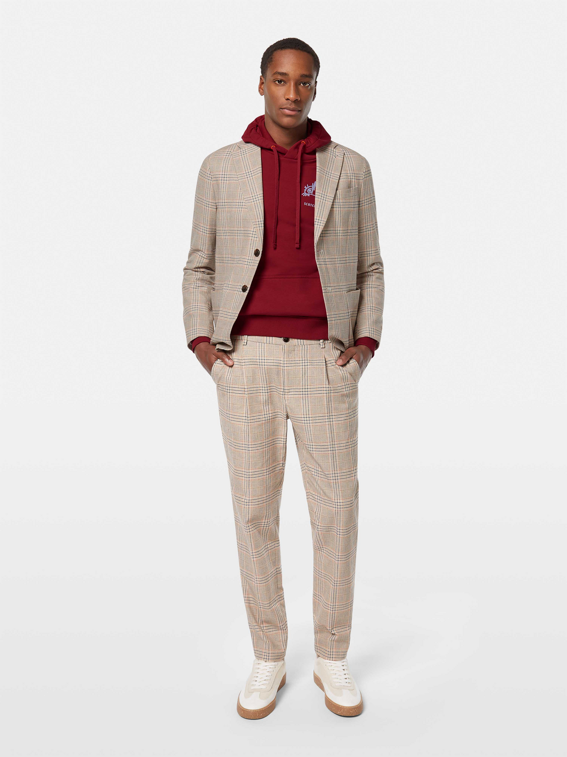 Blake - pleated cotton-linen yarn-dyed chino