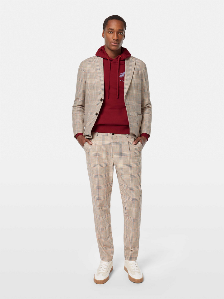 Blake - pleated cotton-linen yarn-dyed chino