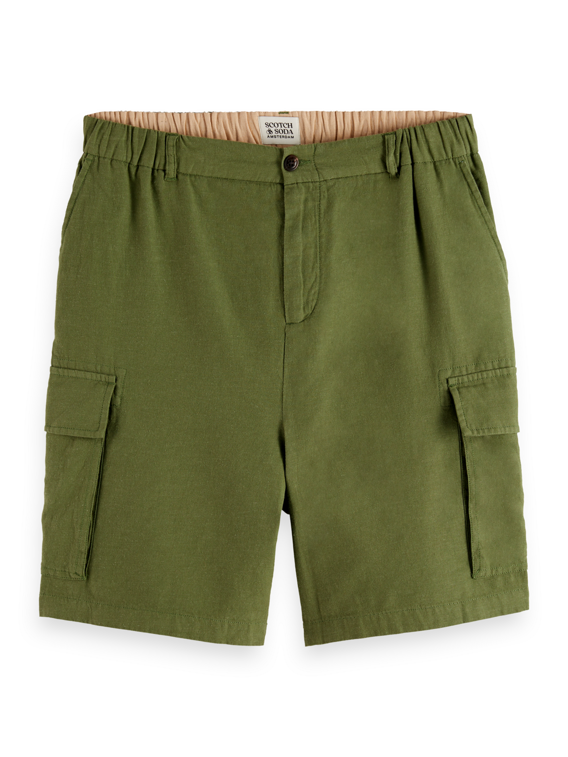 Cotton-linen relaxed fit cargo short