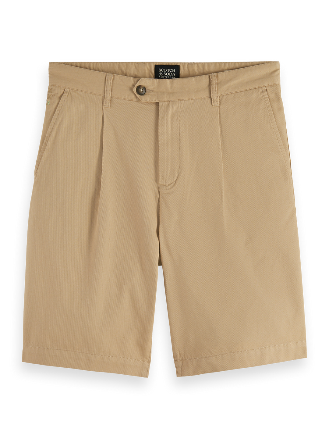 Pleated wide fit cotton-twill bermuda short