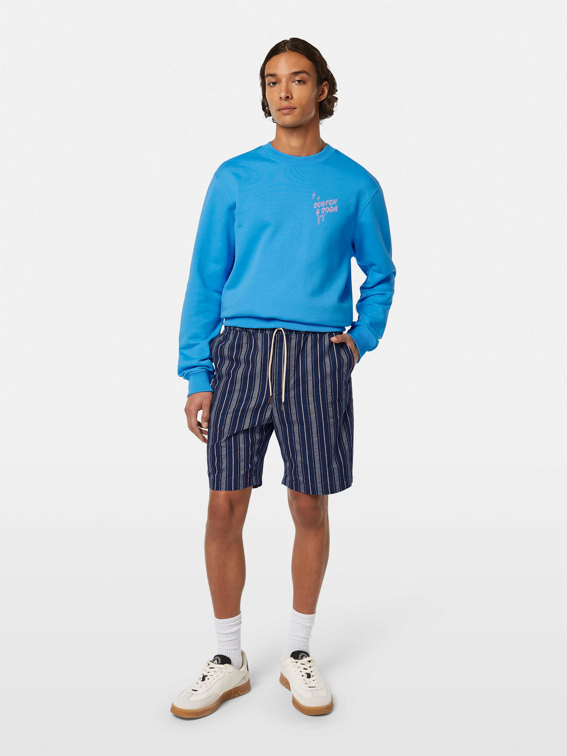 Fave - regular fit yarn-dyed cotton-linen bermuda short