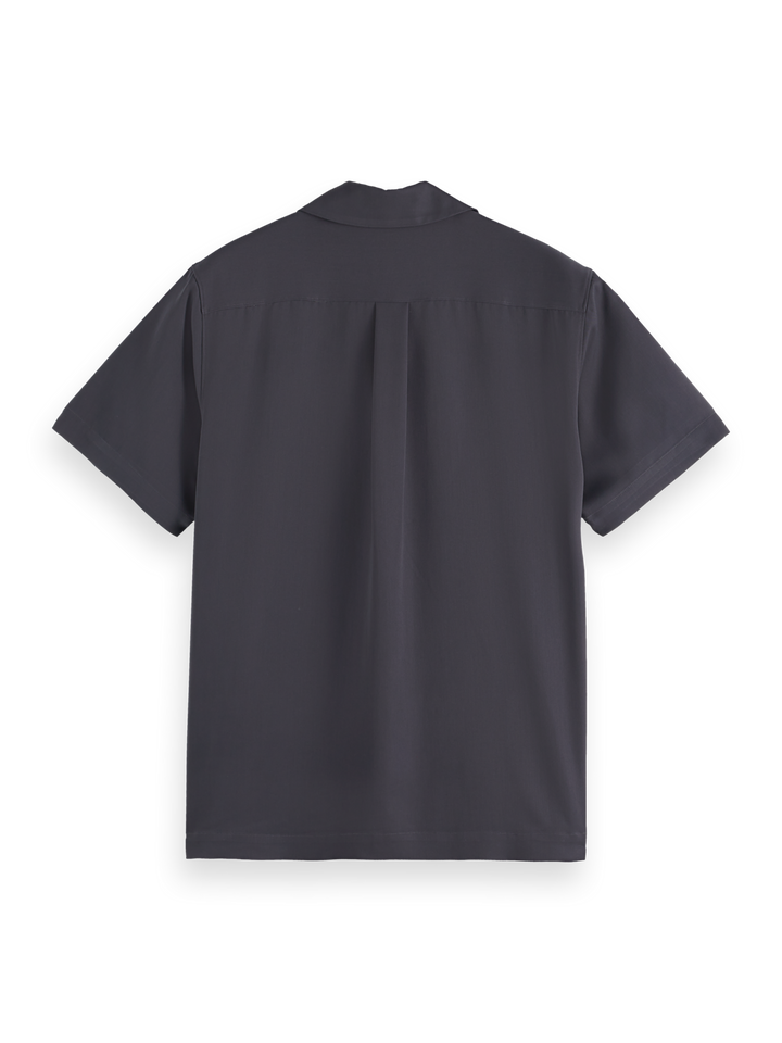 Short-sleeved regular fit sateen shirt