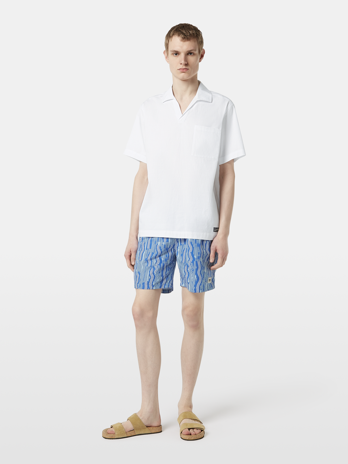 Short-sleeved relaxed-fit linen blend shirt