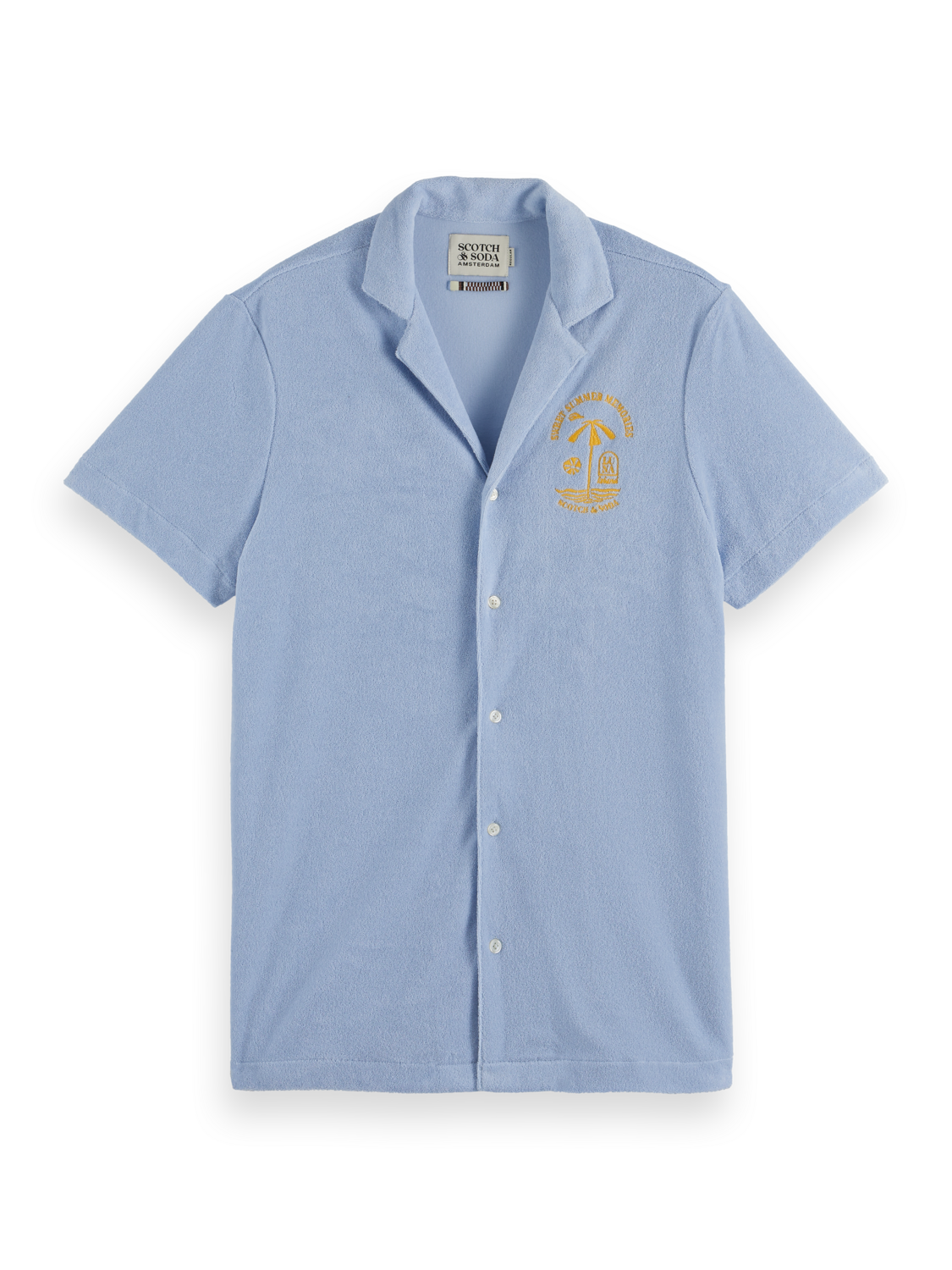 Short-sleeved regular fit towelling shirt