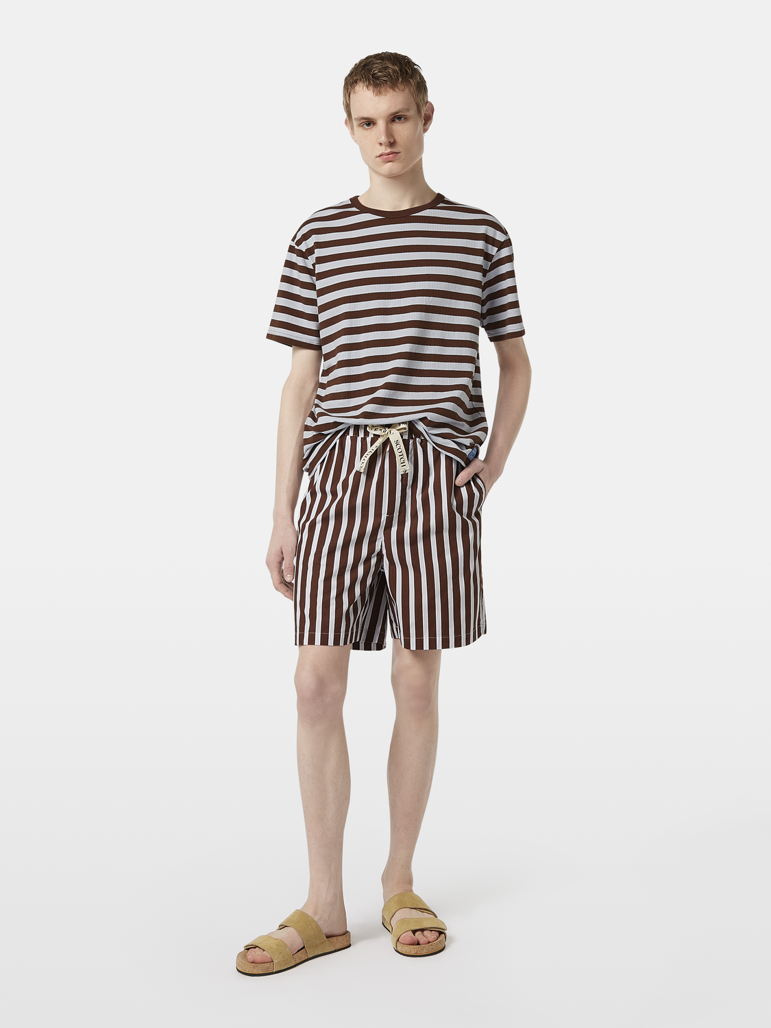 Relaxed-fit waffle striped T-shirt