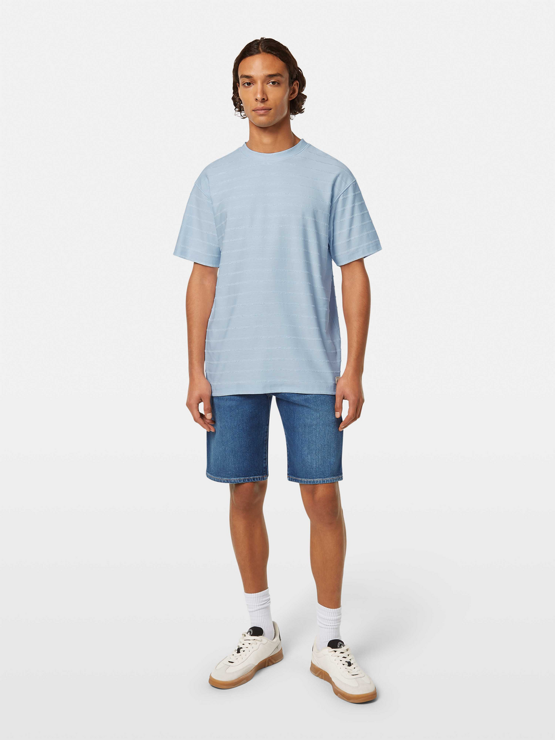 Relaxed-fit towelling striped T-shirt