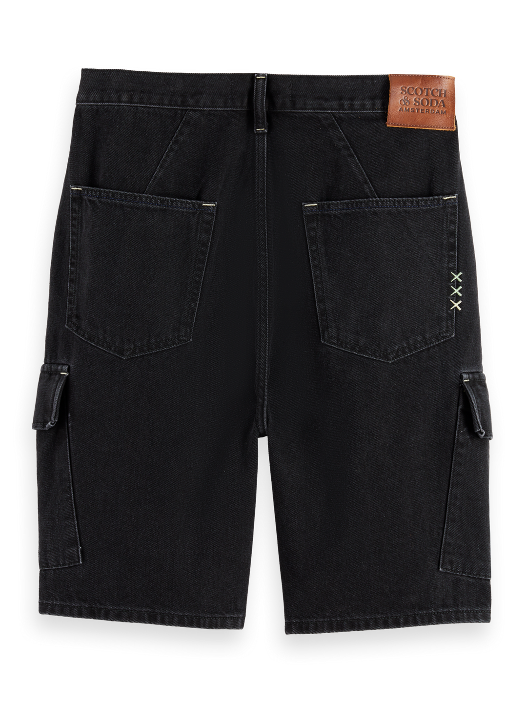 The Strand loose denim cargo short — Black Buzz