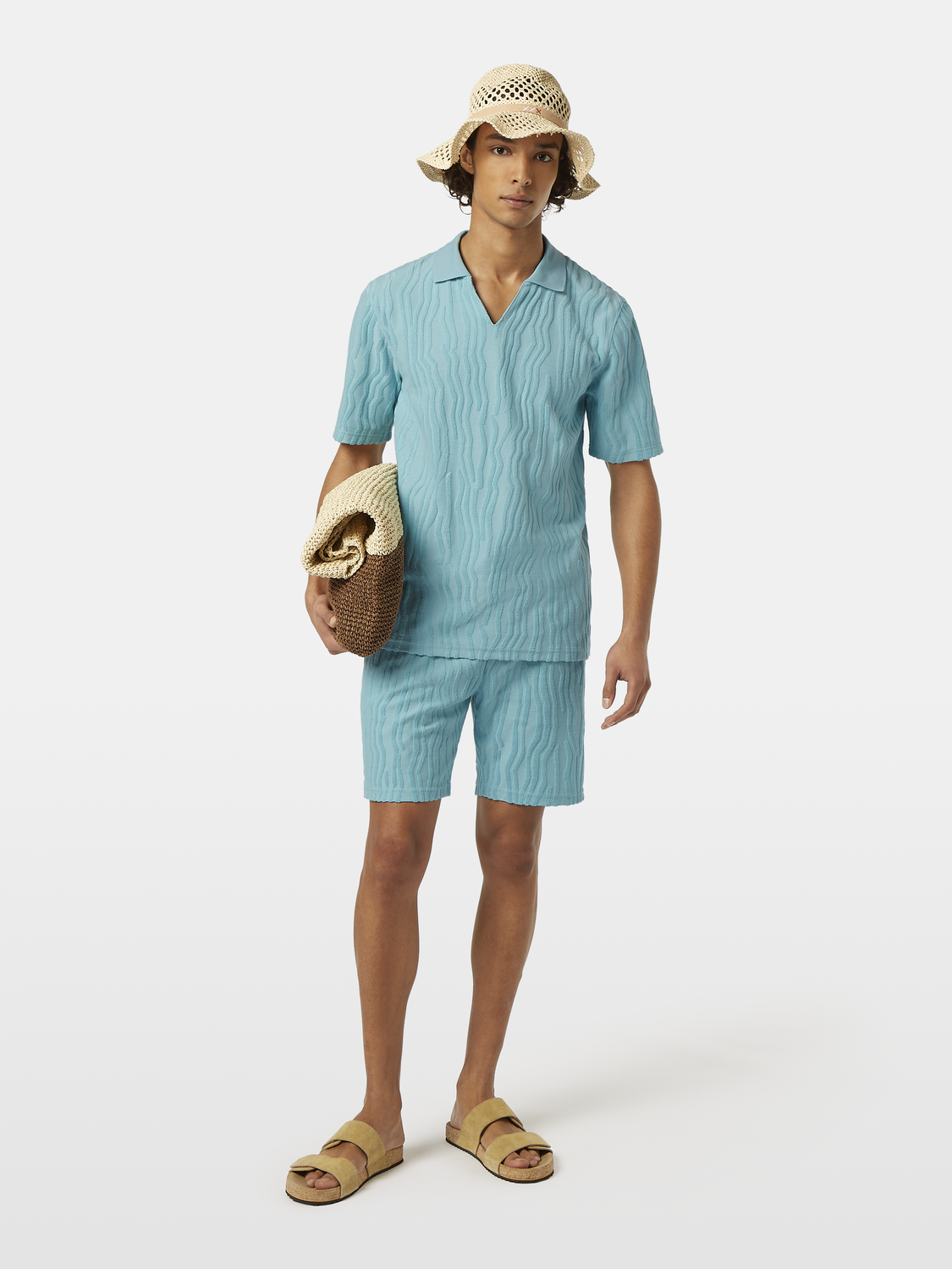 Jacquard cotton terry relaxed-fit polo