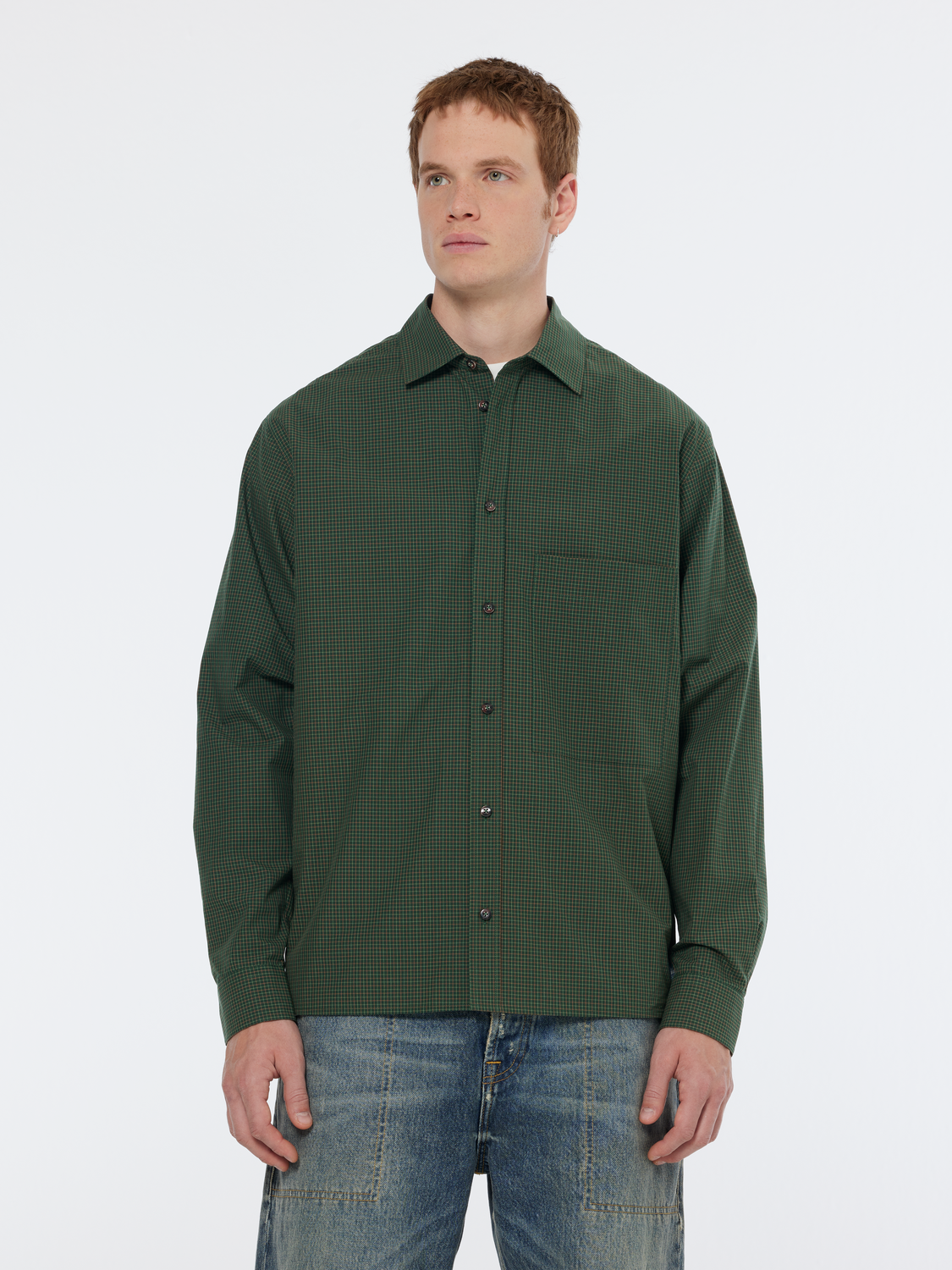 Relaxed-Fit YD Micro-Check Shirt