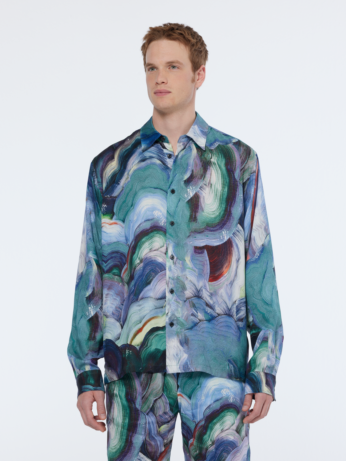 Relaxed-Fit Abstract Print Tencel Shirt