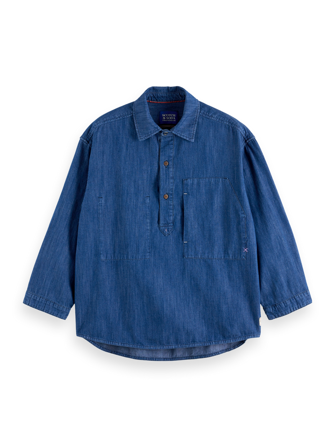Popover workwear shirt in lightweight  denim quality