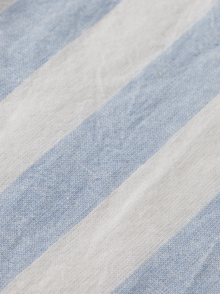 Yarn-dyed linen blend striped regular fit shirt