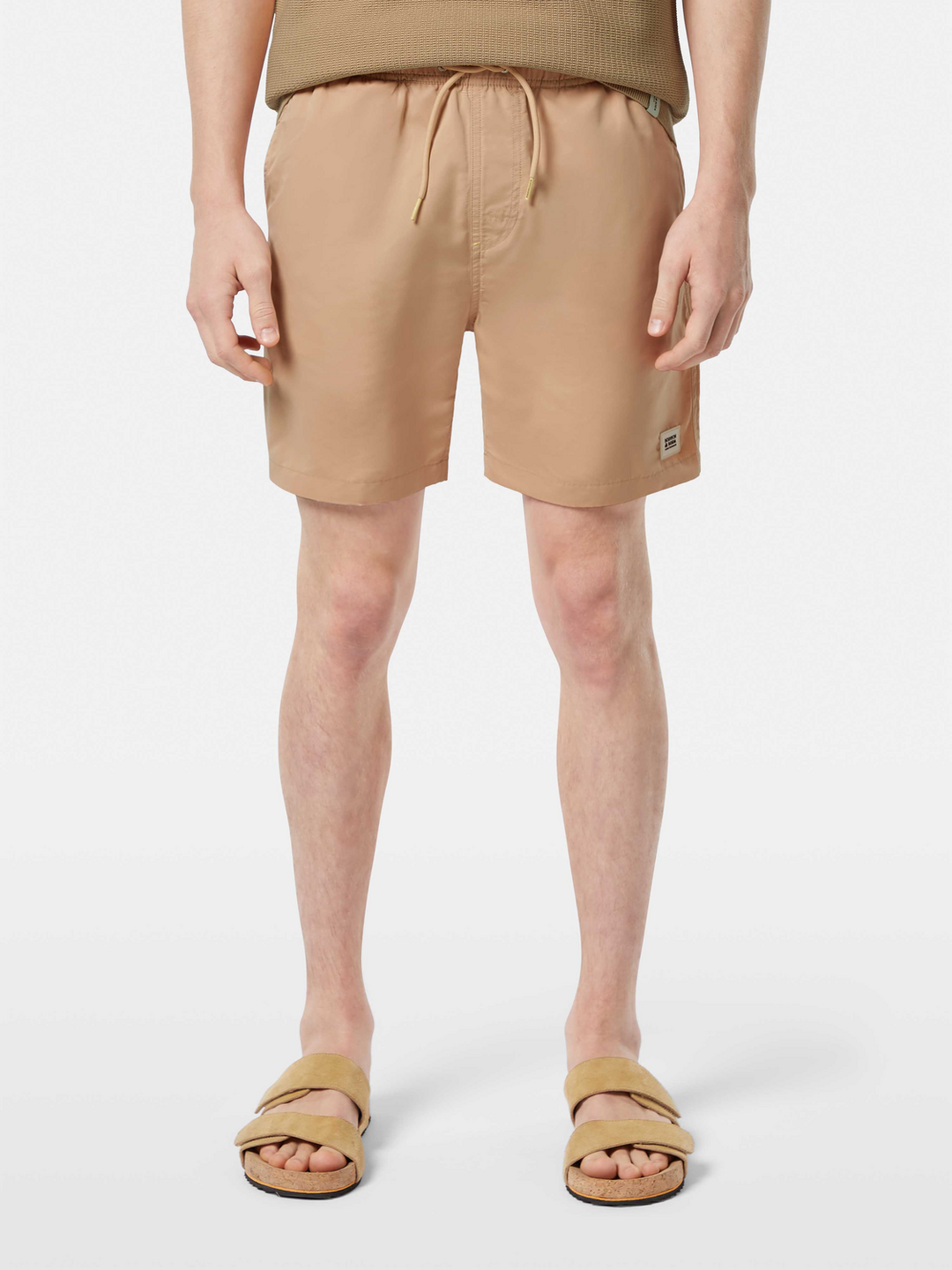 Solid mid-length swim shorts