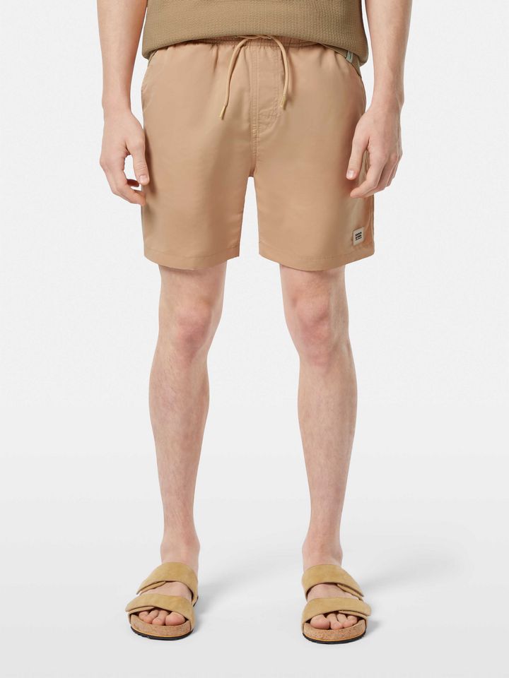 Solid mid-length swim shorts