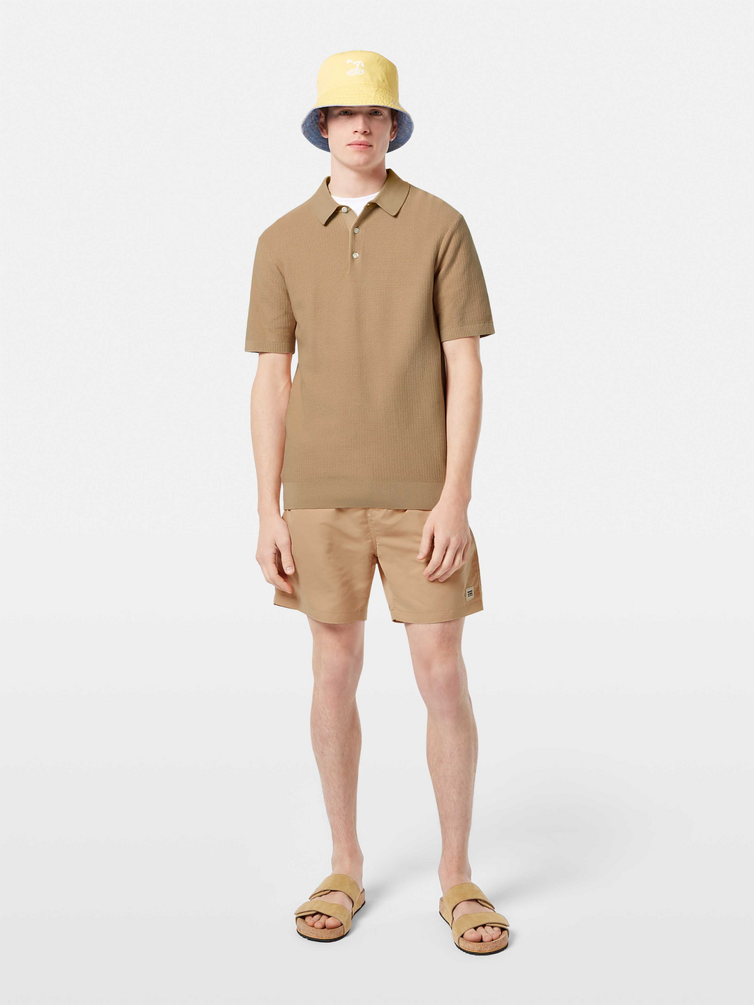Solid mid-length swim shorts