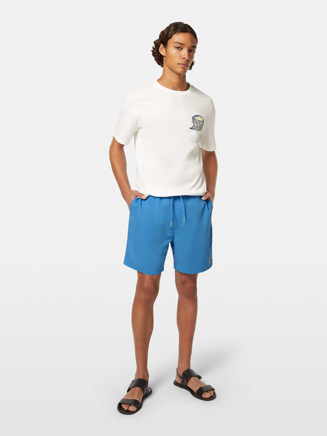 Solid mid-length swim shorts