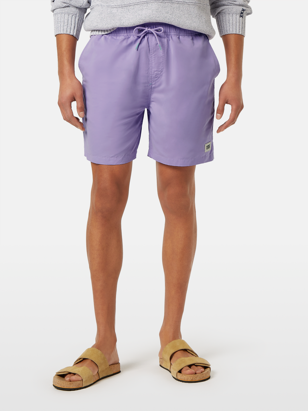 Solid mid-length swim shorts