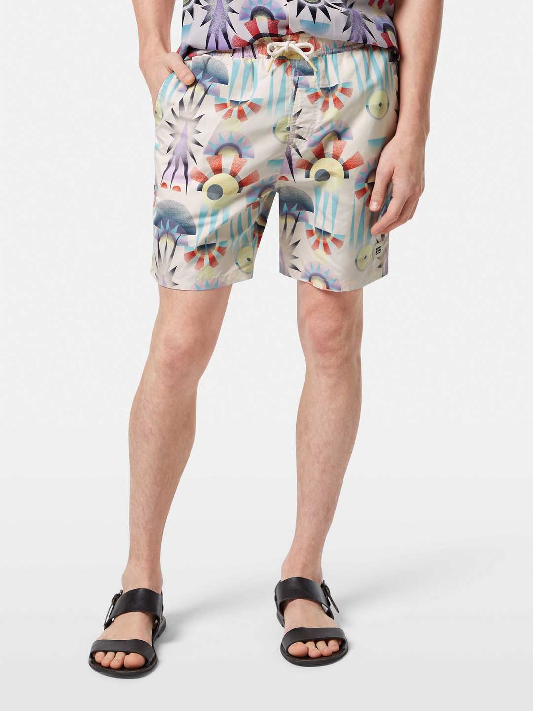 Printed mid-length swim shorts