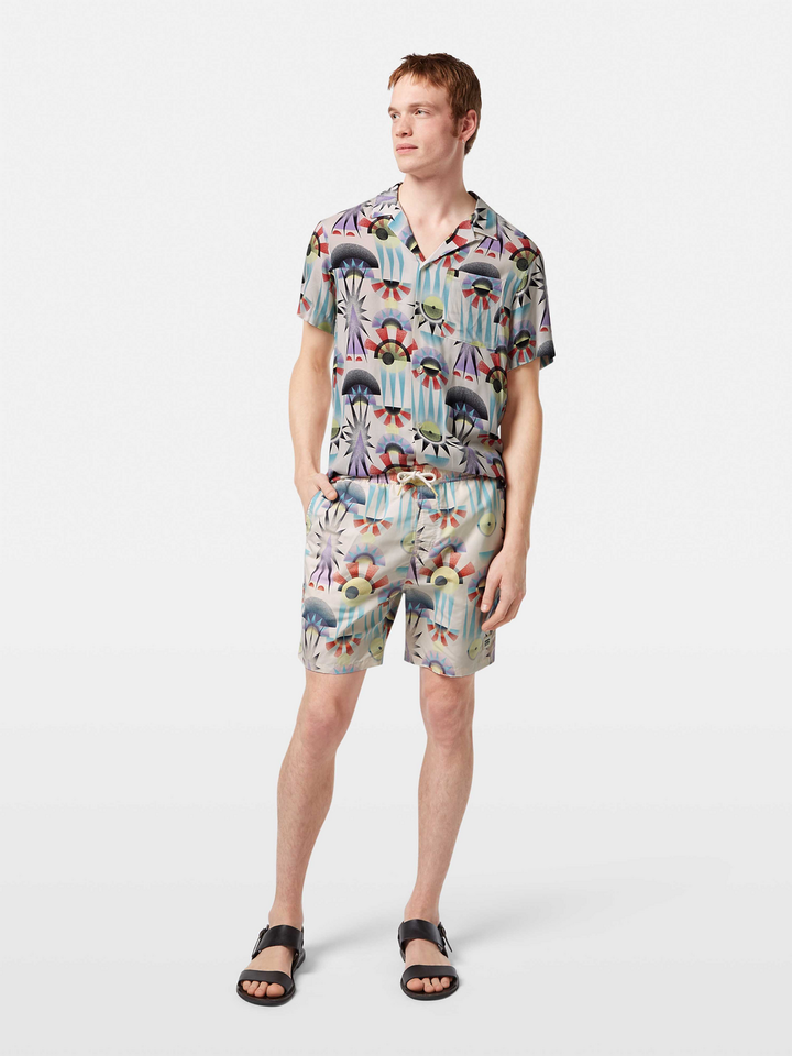 Printed mid-length swim shorts